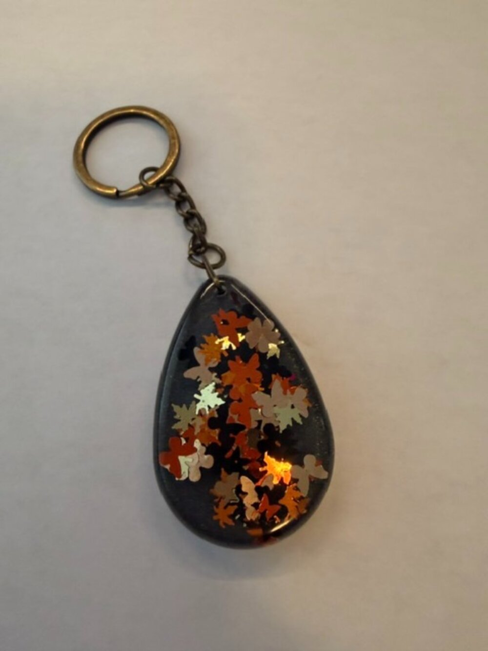 Handmade Autumn Butterfly Teardrop Resin Keychain